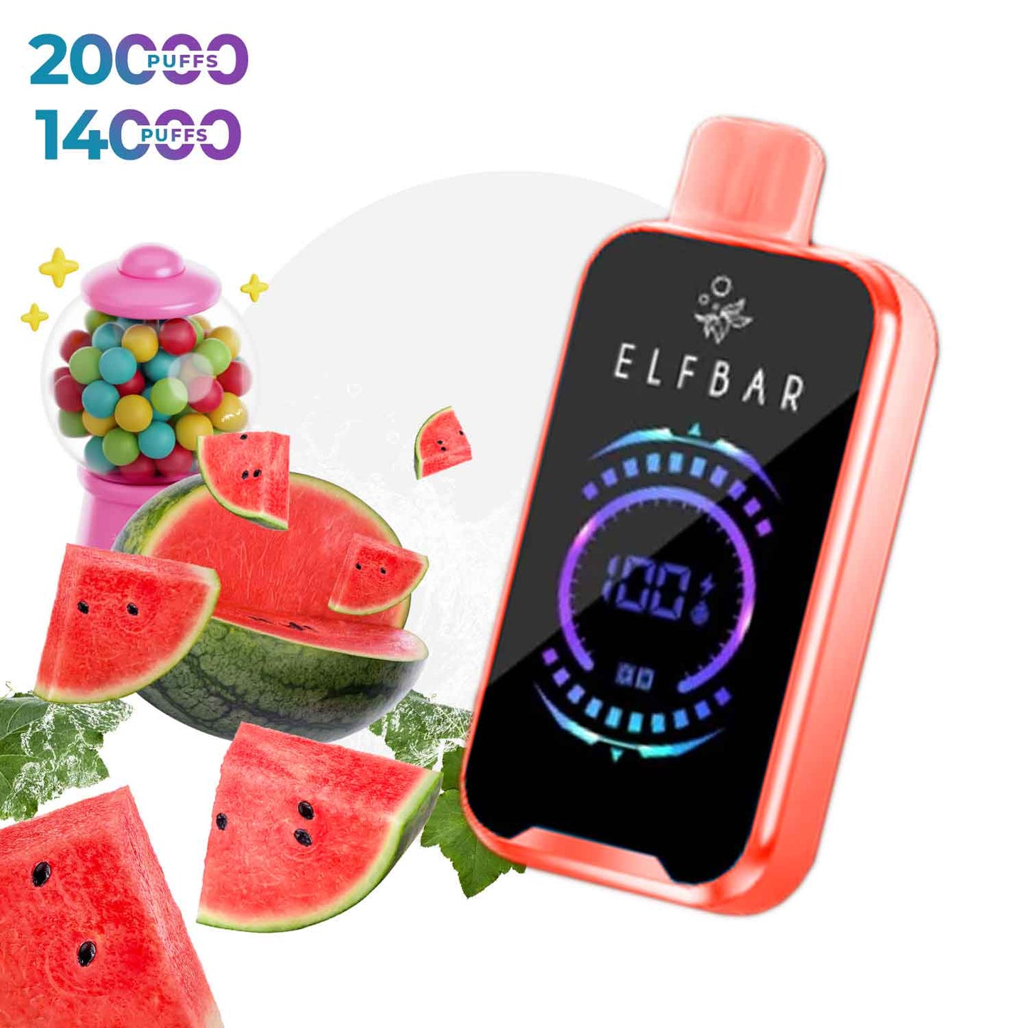 ELF BAR RAYA D2 20000 PUFF WATERMELON BUBBLE GUM
