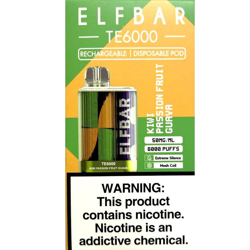 ELF BAR TE6000 – Kiwi Passion Fruit Guava | JUST VAPE NDIA | DISPOSSABLE VAPE 6000puff