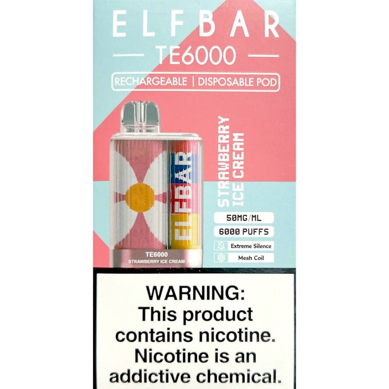 ELF BAR TE6000 – Strawberry Ice Cream | JUST VAPE NDIA | DISPOSSABLE VAPE 6000puff