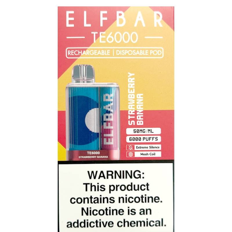 ELF BAR TE6000 – Strawberry Banana | JUST VAPE NDIA | DISPOSSABLE VAPE 6000puff