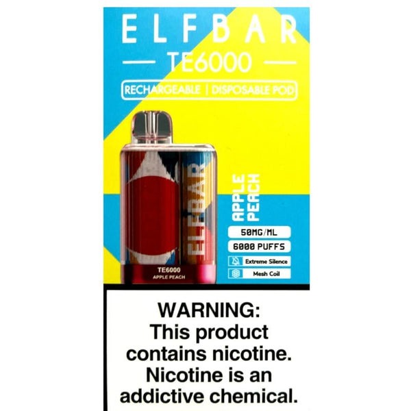 ELF BAR TE6000 APPLE PEACH | JUST VAPE NDIA | DISPOSSABLE VAPE 6000puff