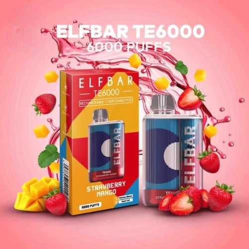 ELF BAR TE6000  STRAWBERRY MANGO ORIGNAL ( 6000 PUFFS ) DISPOSABLE VAPE INDIA